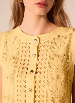 Yellow Crochet Shell Maxi Dress