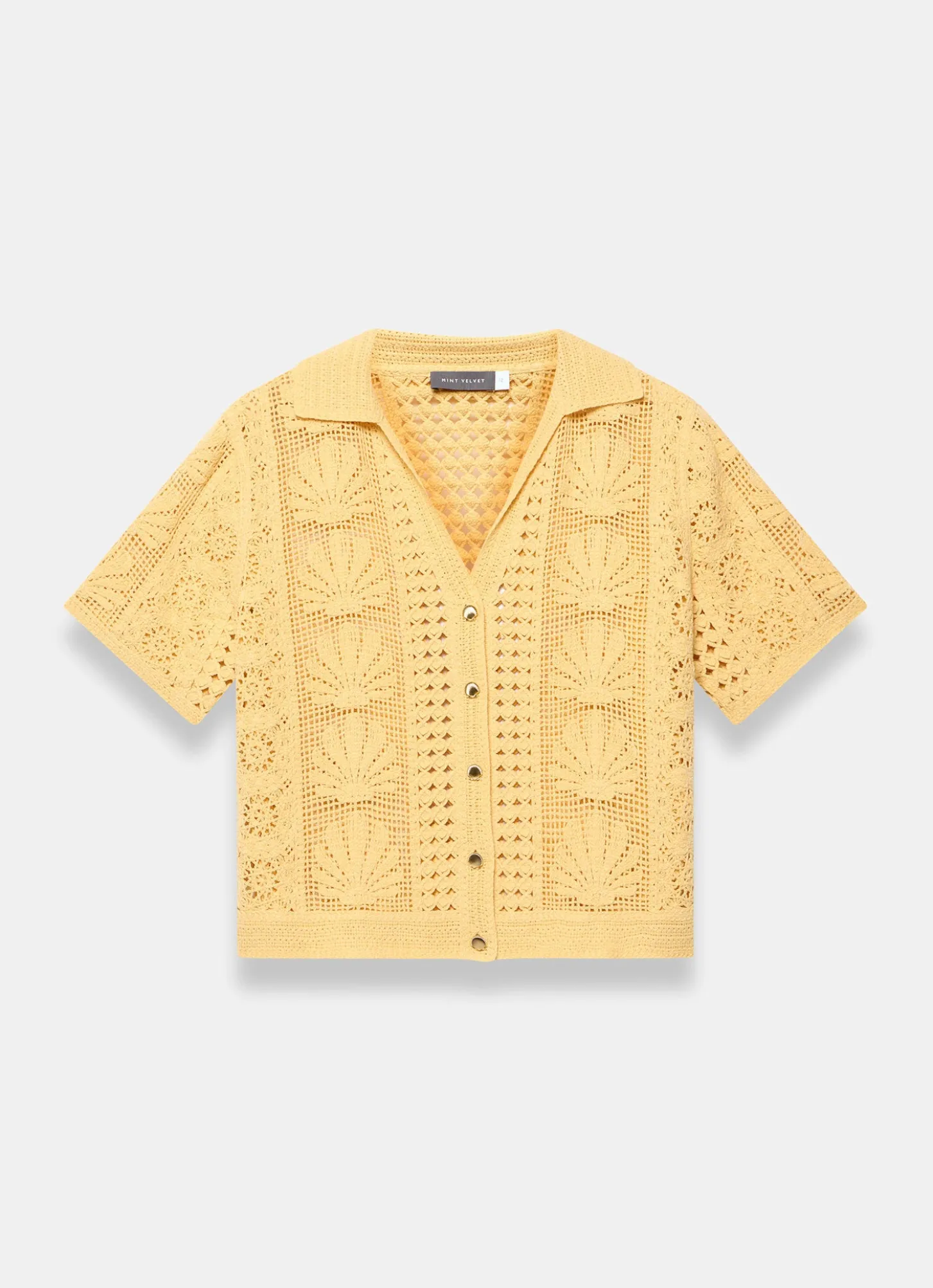 Yellow Crochet Shell Shirt