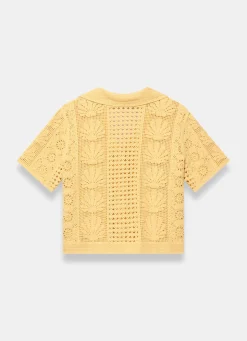 Yellow Crochet Shell Shirt