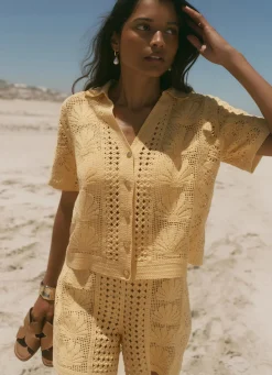 Yellow Crochet Shell Shorts