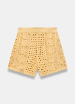 Yellow Crochet Shell Shorts