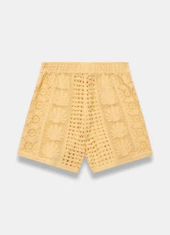 Yellow Crochet Shell Shorts