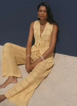 Yellow Crochet Shell Trousers