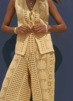 Yellow Crochet Shell Trousers
