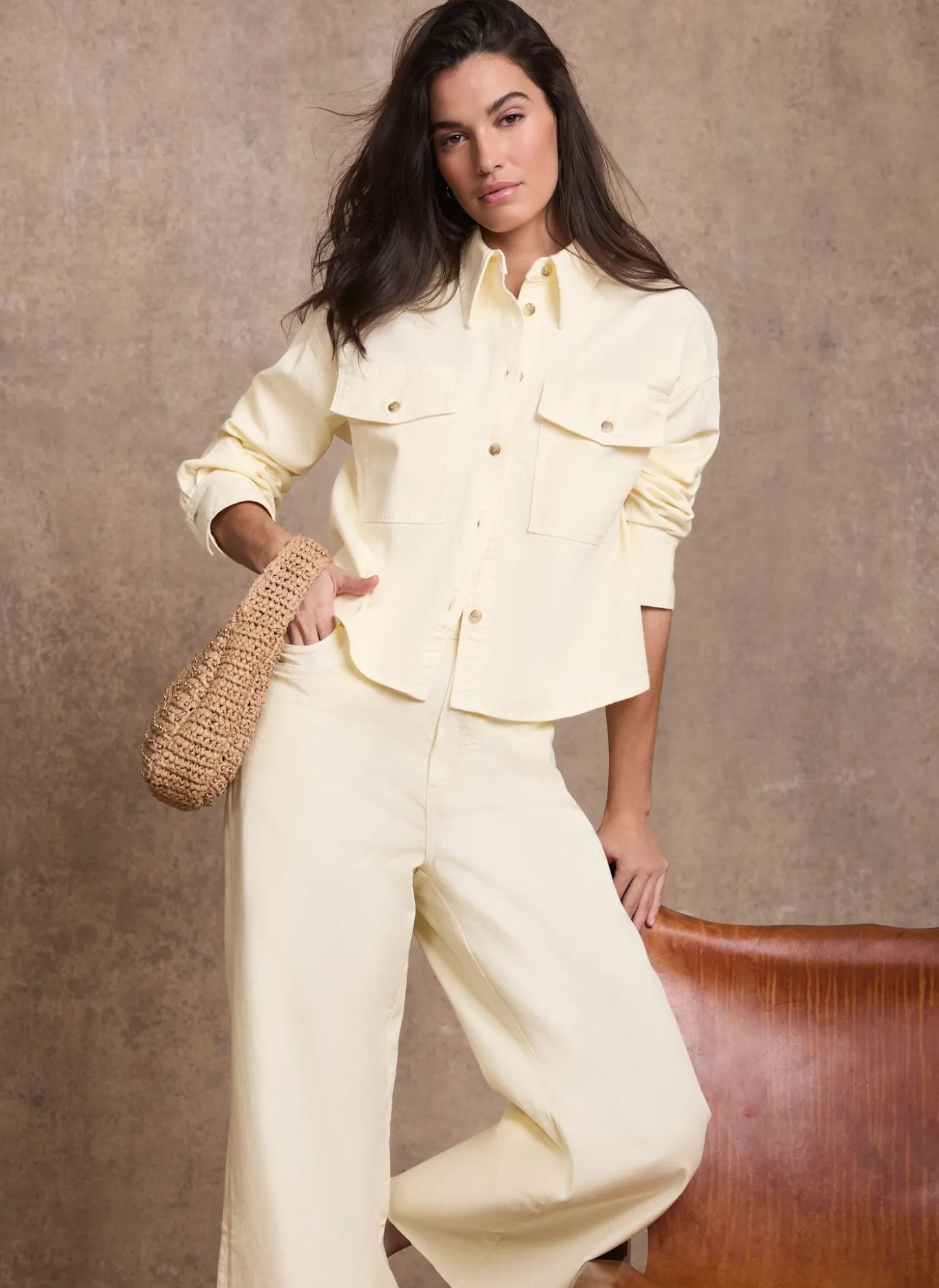 Yellow Denim Cropped Shirt
