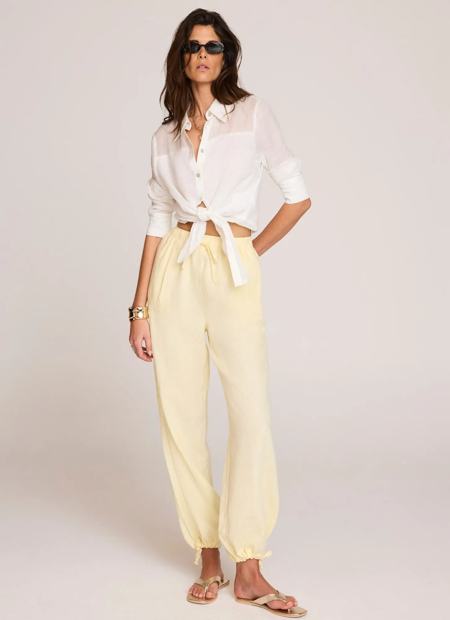 Yellow Linen Balloon Trousers