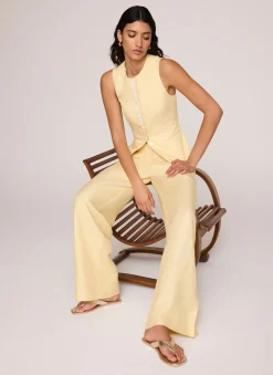 Yellow Linen Blend Longline Waistcoat