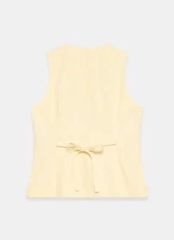Yellow Linen Blend Longline Waistcoat