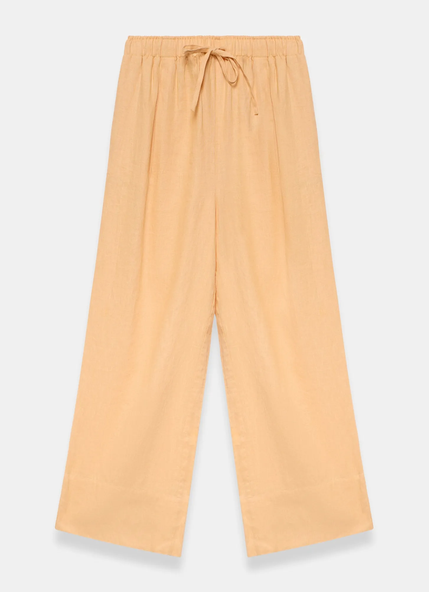 Yellow Linen Drawstring Wide Leg Trousers
