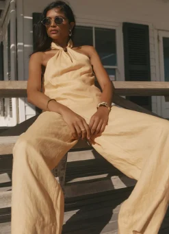 Yellow Linen Halter Top