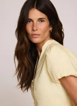 Yellow Linen Peplum Top