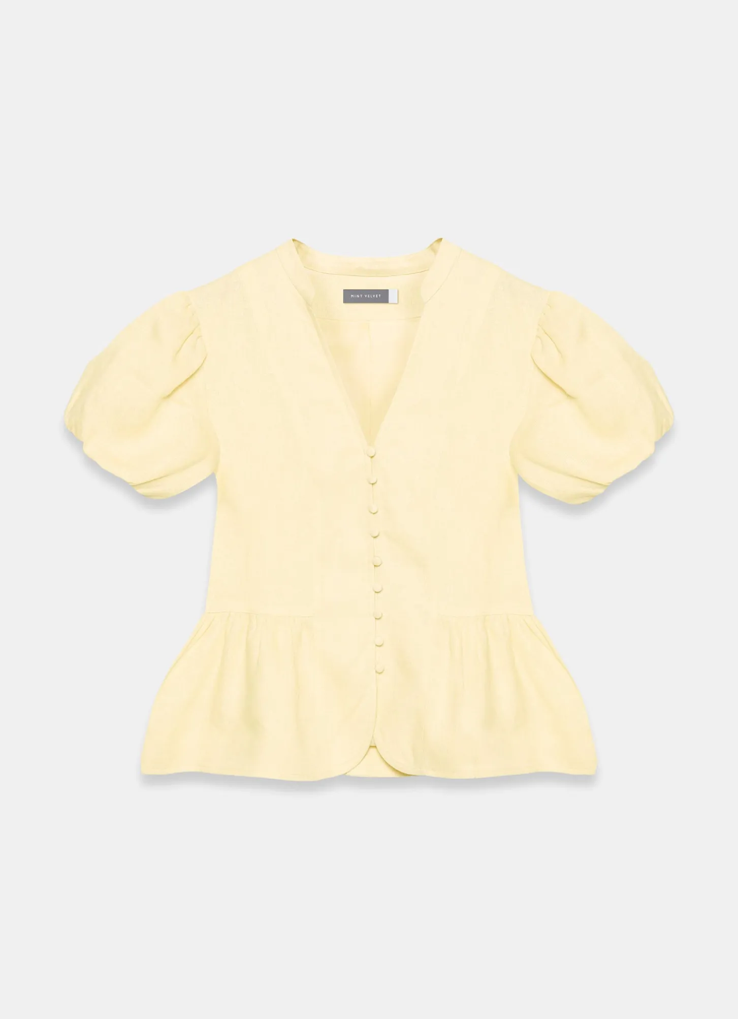 Yellow Linen Peplum Top