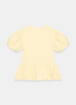 Yellow Linen Peplum Top