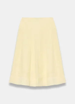 Yellow Ramie Drop Waist Midi Skirt