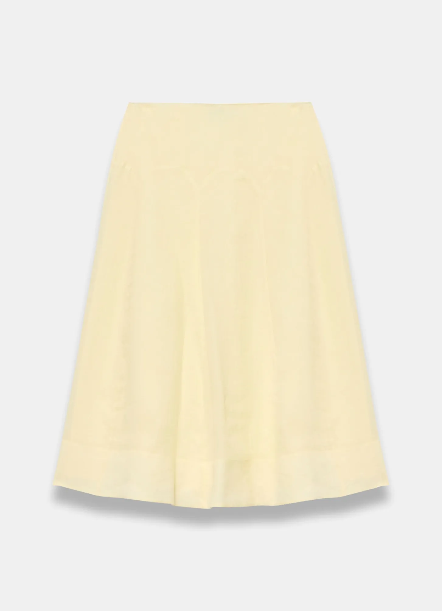 Yellow Ramie Drop Waist Midi Skirt
