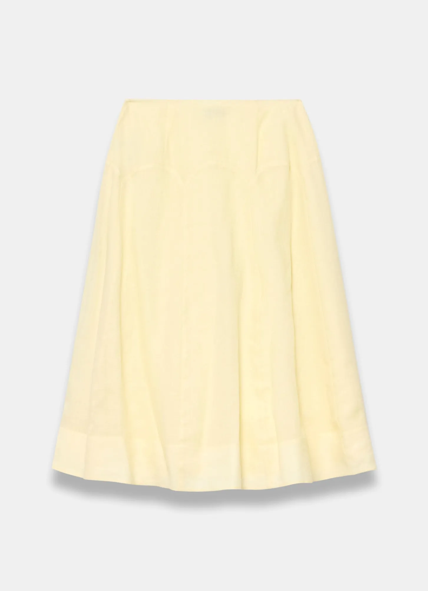 Yellow Ramie Drop Waist Midi Skirt