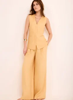 Yellow Ramie Longline Waistcoat