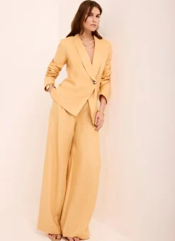Yellow Ramie Single Breasted Blazer