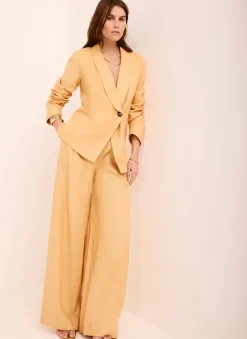 Yellow Ramie Wide Leg Trousers