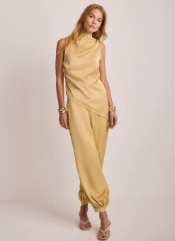 Yellow Satin Asymmetric Top
