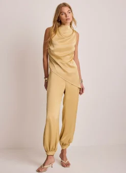Yellow Satin Asymmetric Top