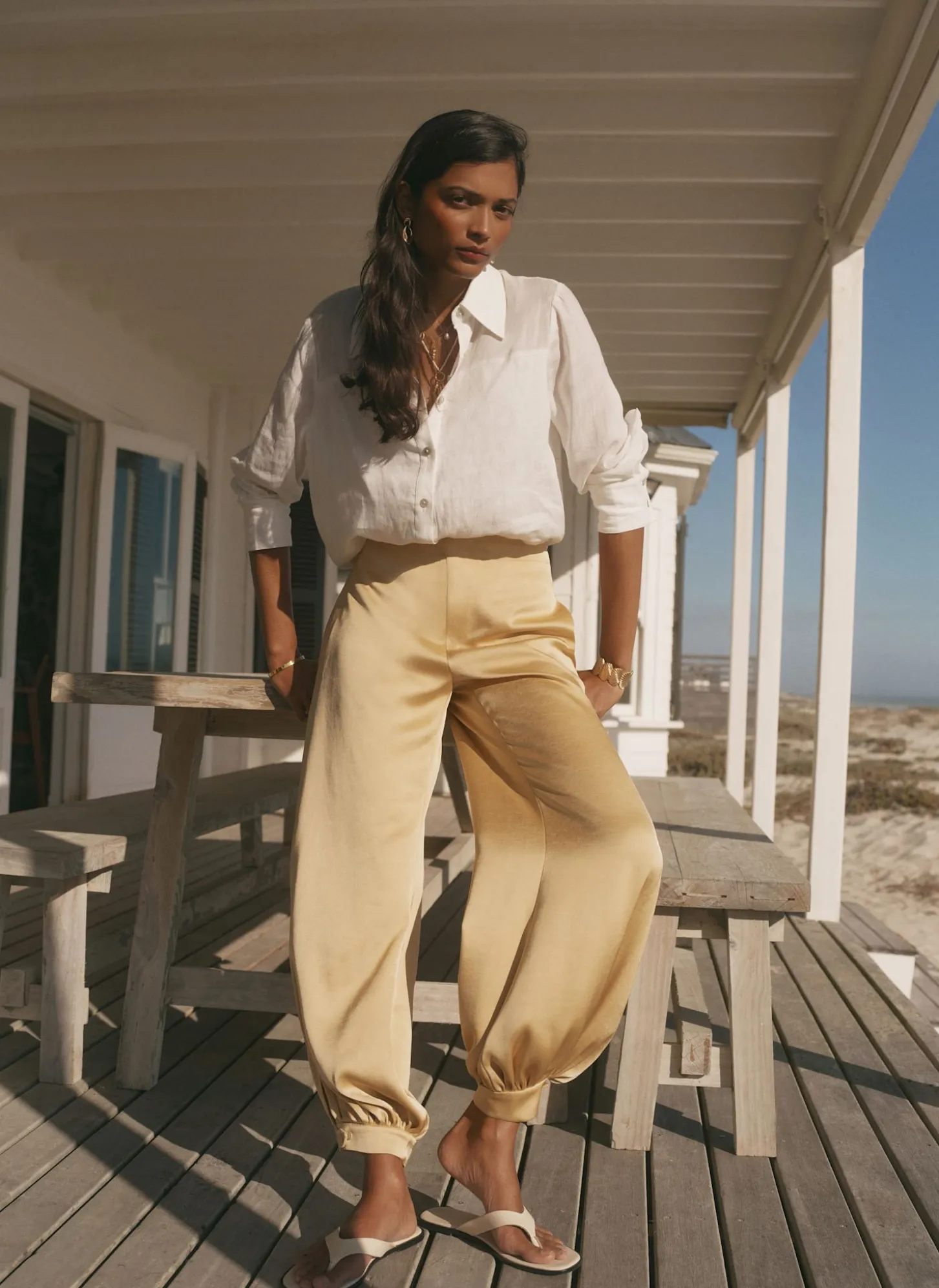 Yellow Satin Balloon Trousers