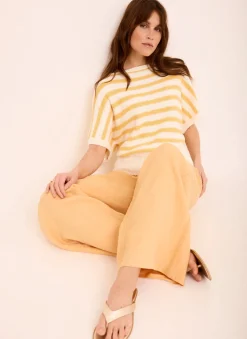 Yellow Striped Textured Knit Top
