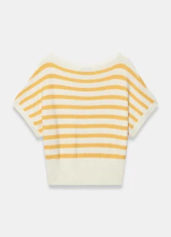 Yellow Striped Textured Knit Top