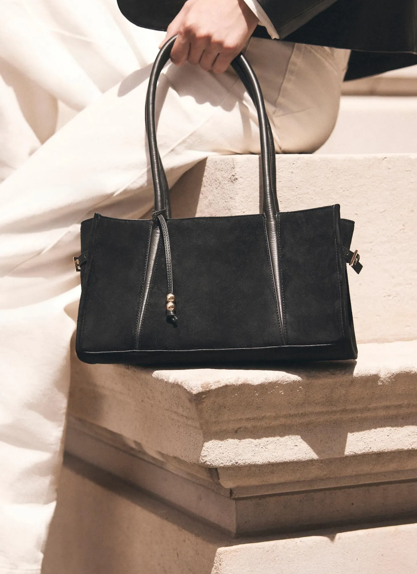 Zita Black Suede Shoulder Bag